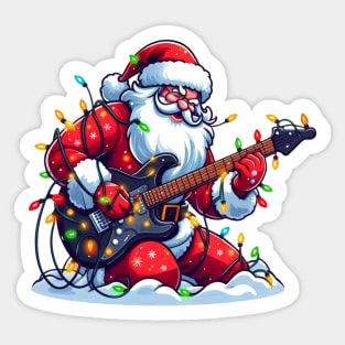 Santa Claus Playing Electric Guitar Sticker